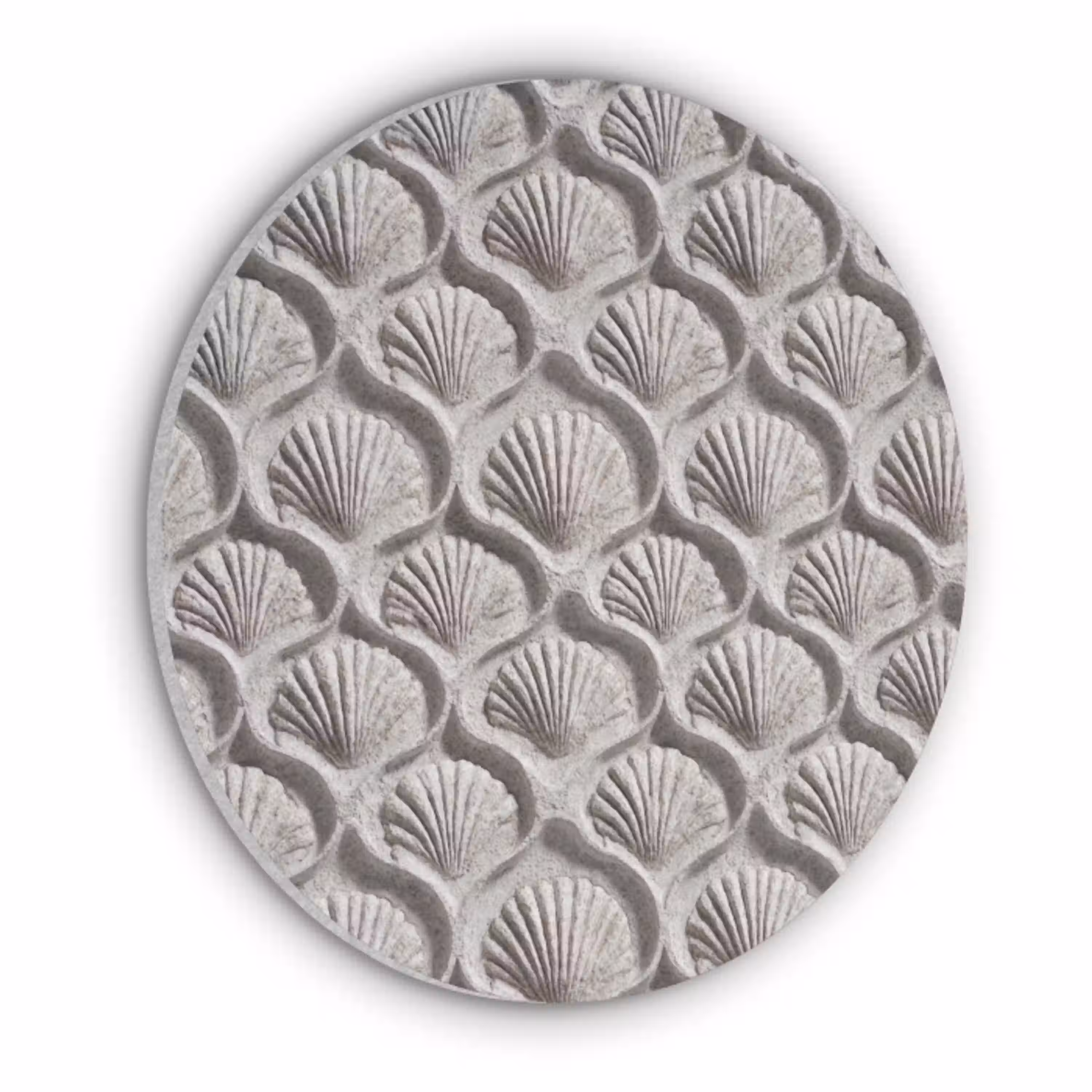 Zand - Schelpenvorm - Grijs Akoestische PET Vilt - Rond klein 838 -3d