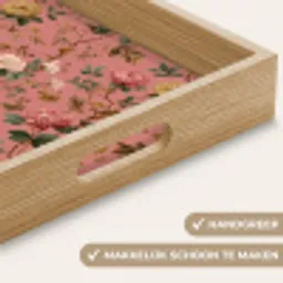 Klassiek - Botanisch - Roze Dienblad Rechthoek middel 911 -USP_HandgreepNL