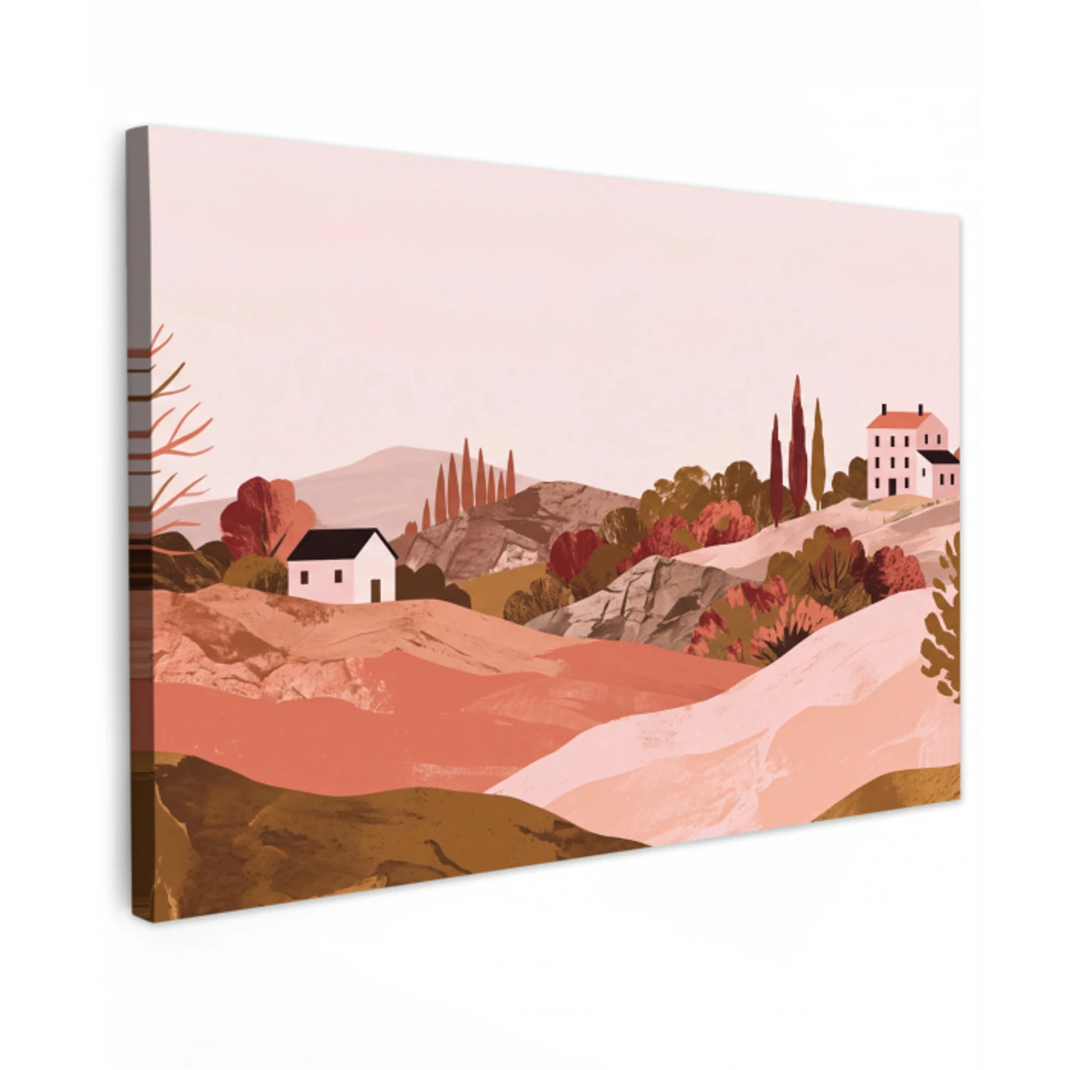 Heuvellandschap - Grafisch - Terracotta canvas 2cm klein -z3d