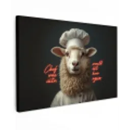 Schaap - Kokskleding - Neon - Quote Tuinposter op houten frame 2 cm dik klein -3d