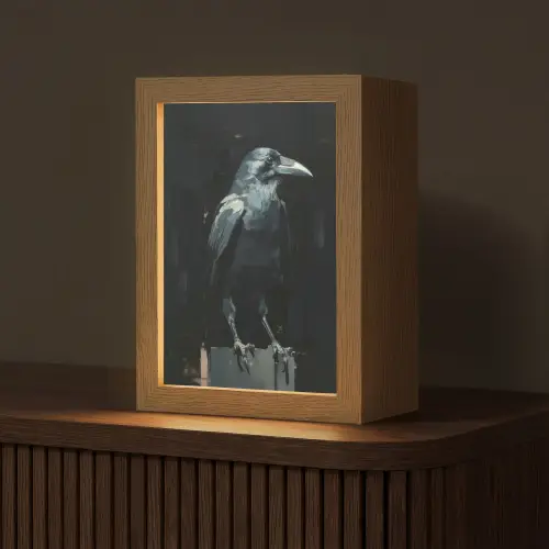 Raaf - Vogels - Zwart Light Box met kabel (Tafellamp) klein -z3d_website