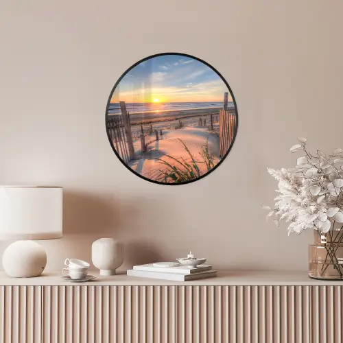 Strand - Zee - Duin - Zonsondergang - Landschap Fotolijst rond zonder passe partout klein -sfeer3