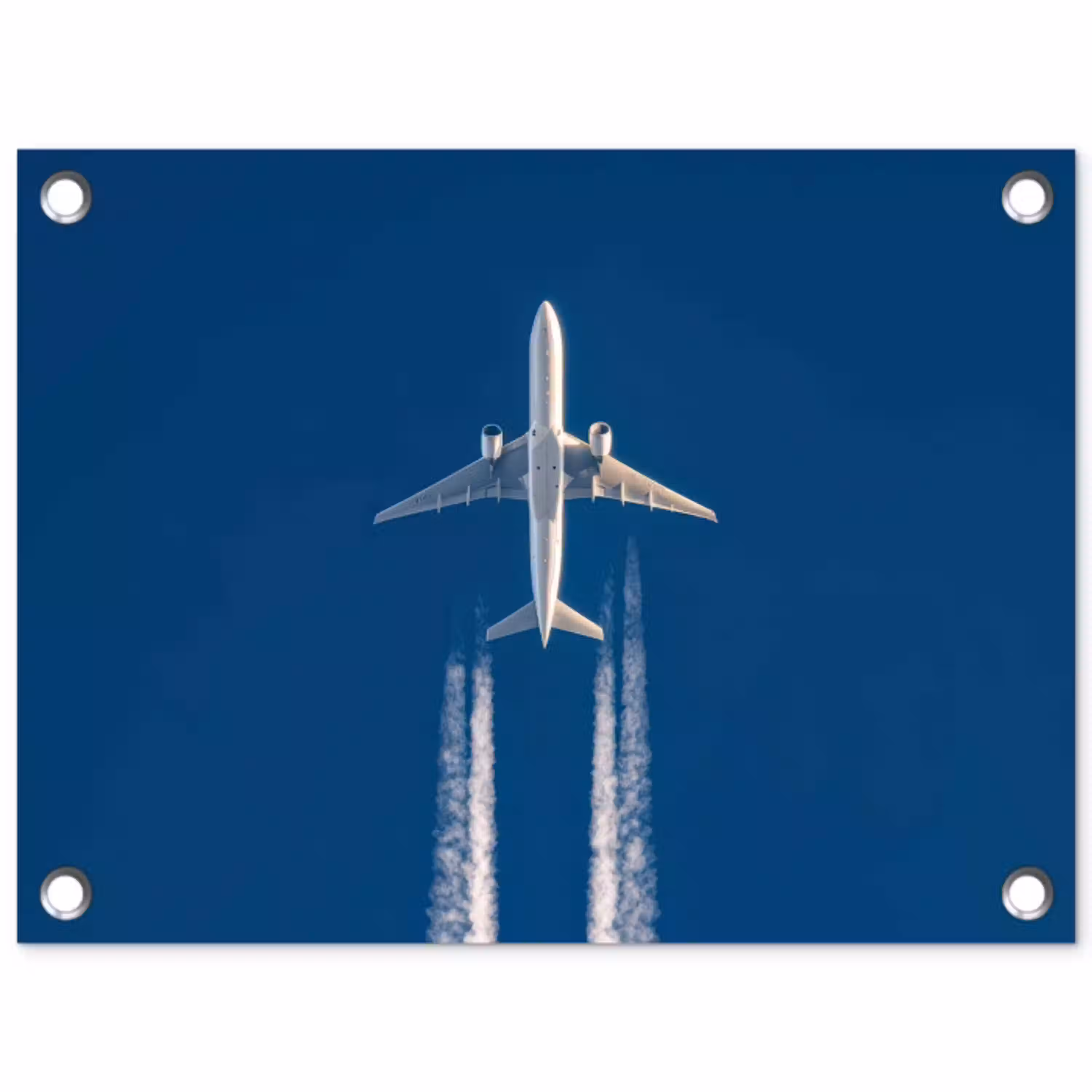 Vliegtuig - Lucht - Condensstrepen - Wit tuinposter los doek klein -3d