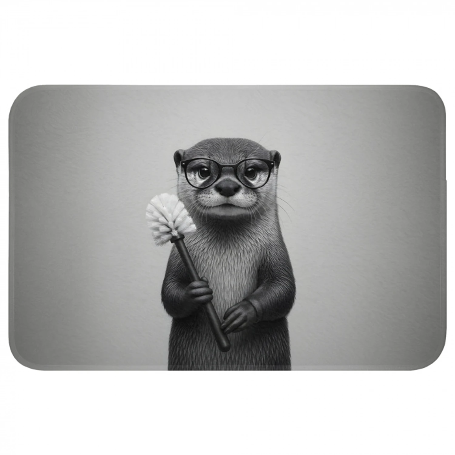 Otter - Wc-borstel - Bril - Zwart - Wit Badmat klein -3d