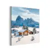 Winter - Huisje - Bergen - Uitzicht - Sneeuw aluminium wit klein -3d
