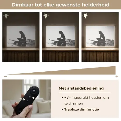 Silhouet - Vrouw - Surfplank - Water Light Box met batterij (Wandlamp) middel -USP_dimbaarNL