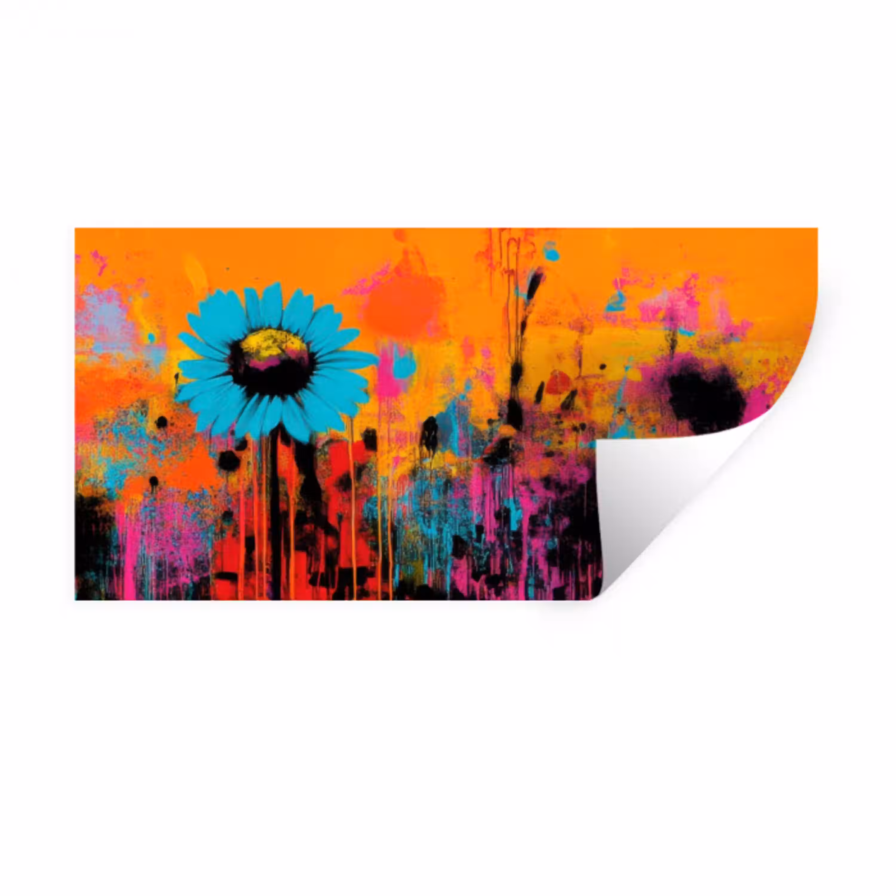 Zonnebloemen - Abstract - Oranje Muursticker klein -3d