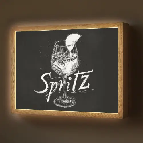 Glas spritz - Krijtletters - Ijsblokjes - Citroen Light Box met batterij (Wandlamp) middel -z3d_website