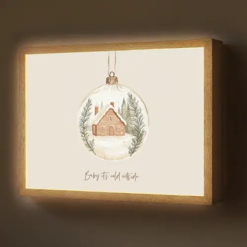 Quote - Winter - Kerst - Beige - Kerstbal Light Box met batterij (Wandlamp) middel -z3d_website