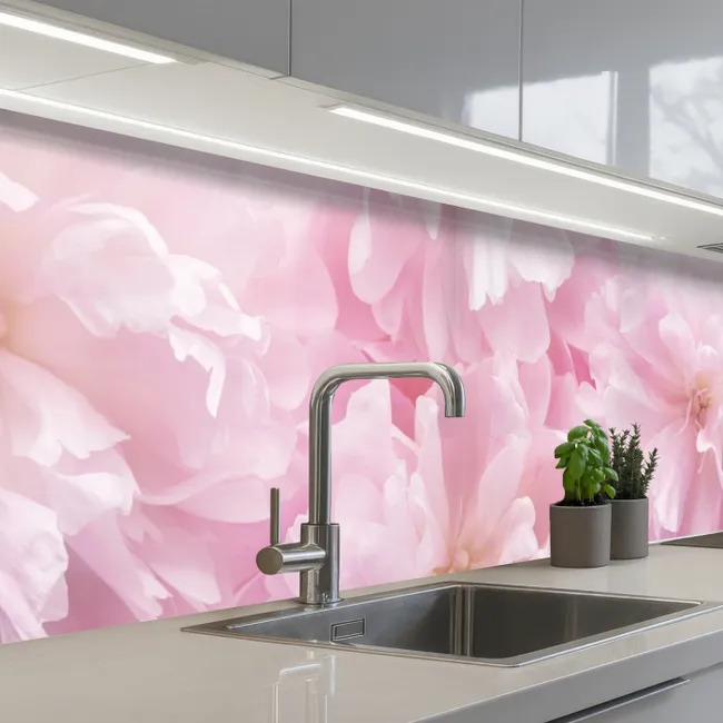 Kitchen splashback - Floral beauty - Flowers - Pink - Peony