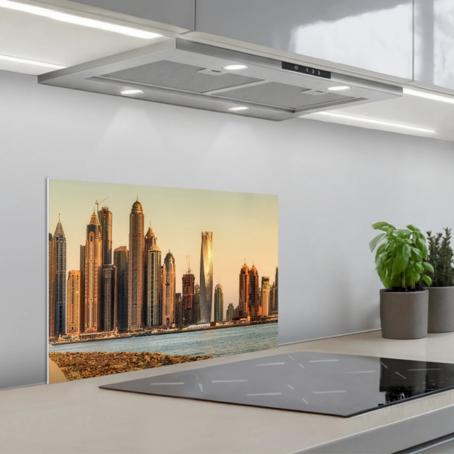 Skyline - Kanaal - Wolkenkrabbers keuken achterwand spatscherm klein -3d_schuin