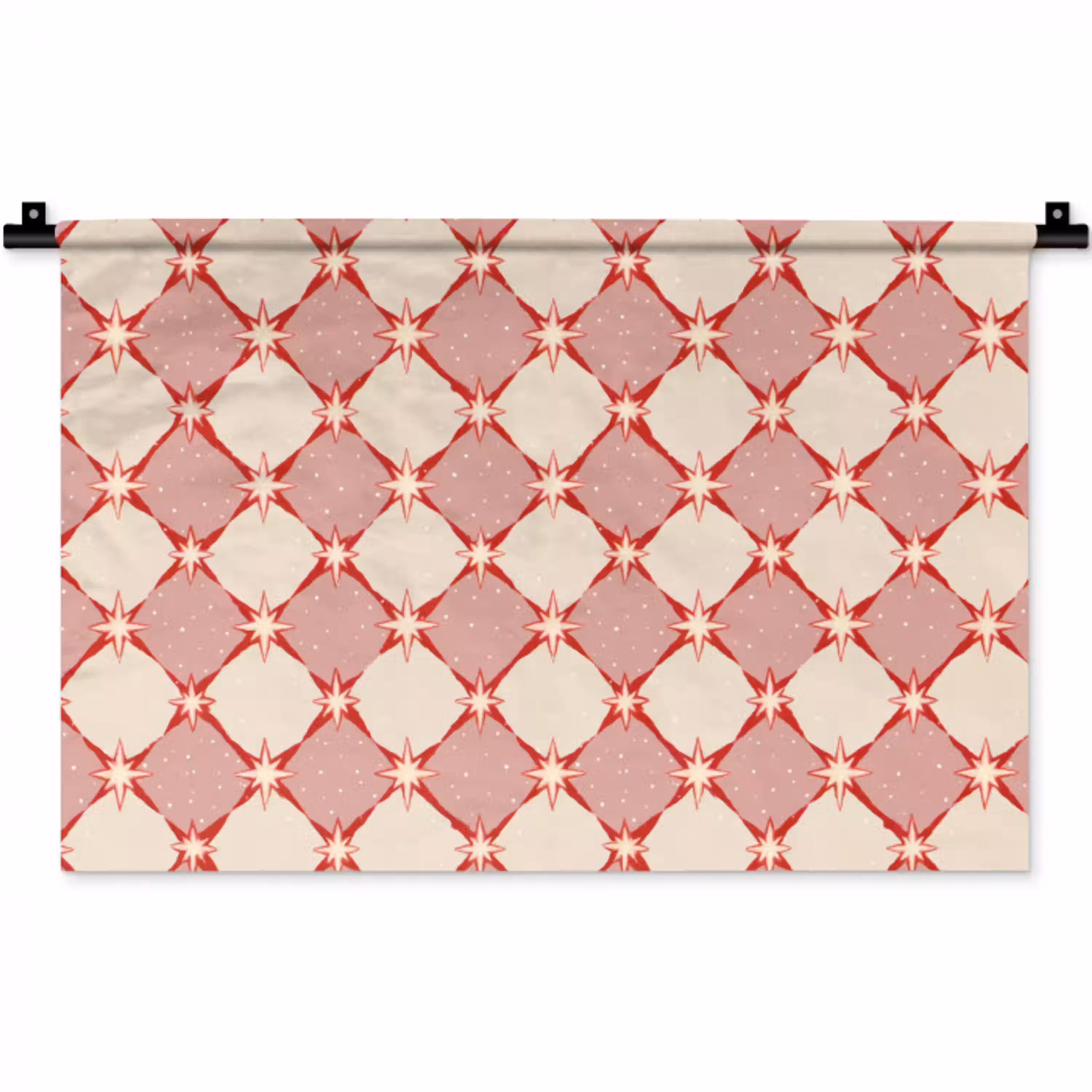 Ruiten - Sterren - Vintage - Oudroze - Rood Wandkleed katoen klein 269 -zz3d