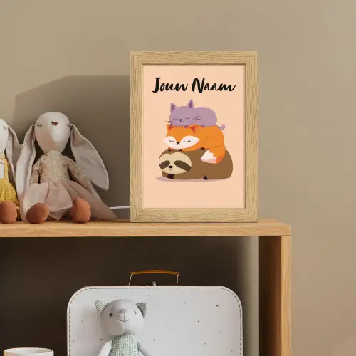 Luiaard - Vos - Kat - Slaperig Light Box met kabel (Kinderlampje) klein -sfeer2_kind