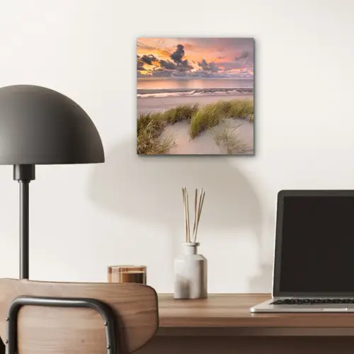 Zonsondergang - Duin - Strand - Planten - Zee aluminium wit klein -sfeer5