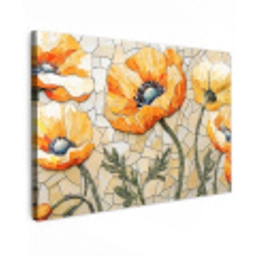 Klaprozen - Oranje - Mozaïek - Bladeren Tuinposter op houten frame 2 cm dik klein -3d