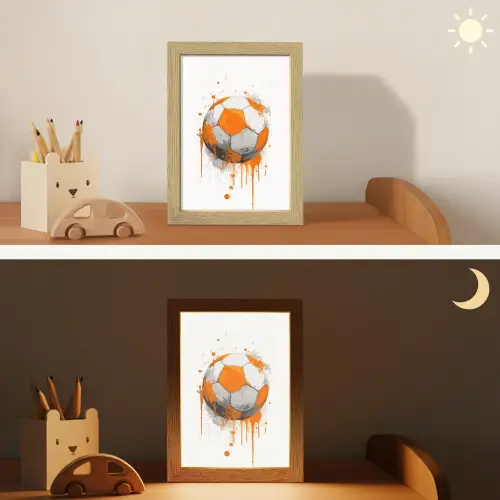 Voetbal - Abstract - Oranje - Verfspatten Light Box met kabel klein -sfeer3_kind