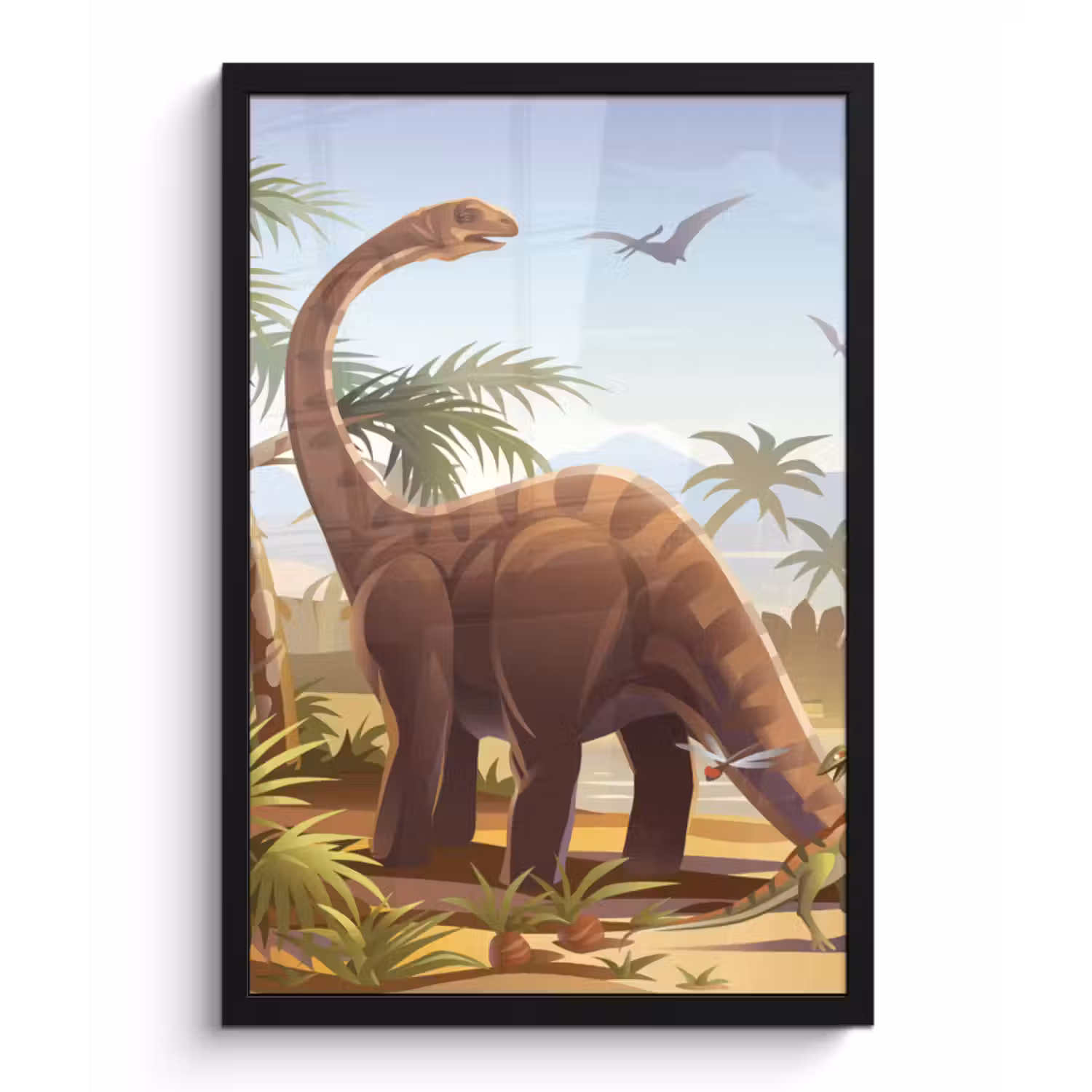 Poster met lijst - Dinosaurus - Landschap - Tropisch - Kinderen - Jongens