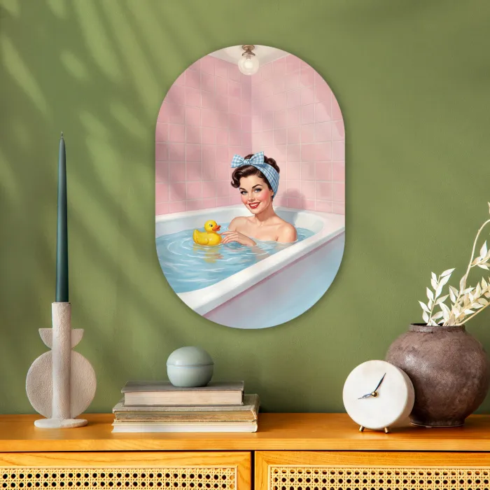 Badkamer - Eend - Blauw Wandcirkel Ovaal Forex klein -sfeer2