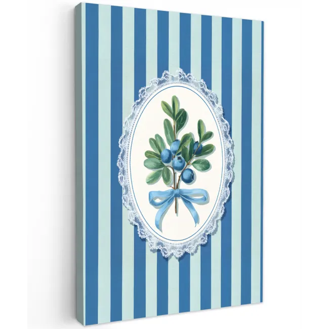 Illustratie - Bessen - Blauw - Strepen Tuinposter op houten frame 2 cm dik klein -3d