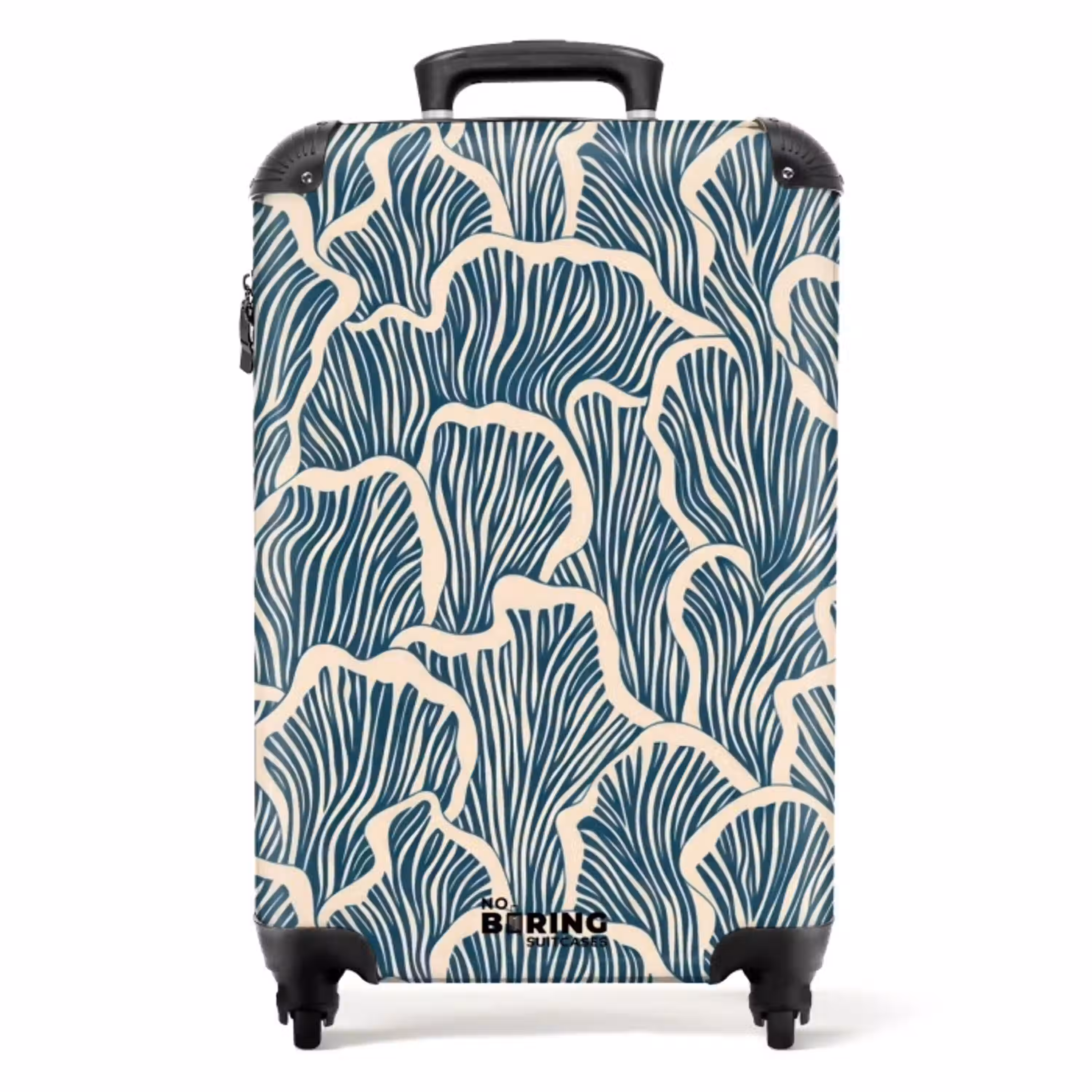 Organisch - Blauw - Crème - Schelpen NBS - Handbagage koffer - Volwassenen Unisex middel -productfoto_recht