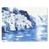 Dorp - Rotswand - Roeiboot - Water muismat rubber klein -3d