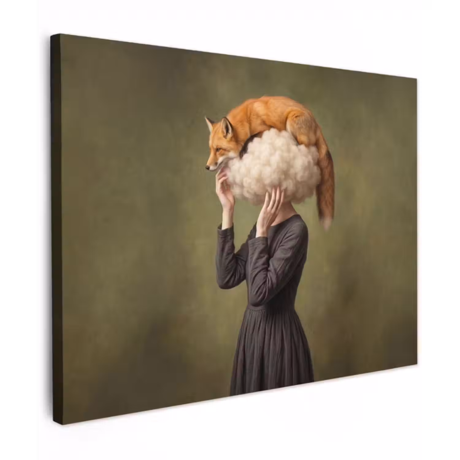 Canvas Print - Fox - Surrealist - Green