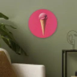 Schepijs - Roze - Hoorntje Akoestische PET Vilt - Rond klein -sfeer2