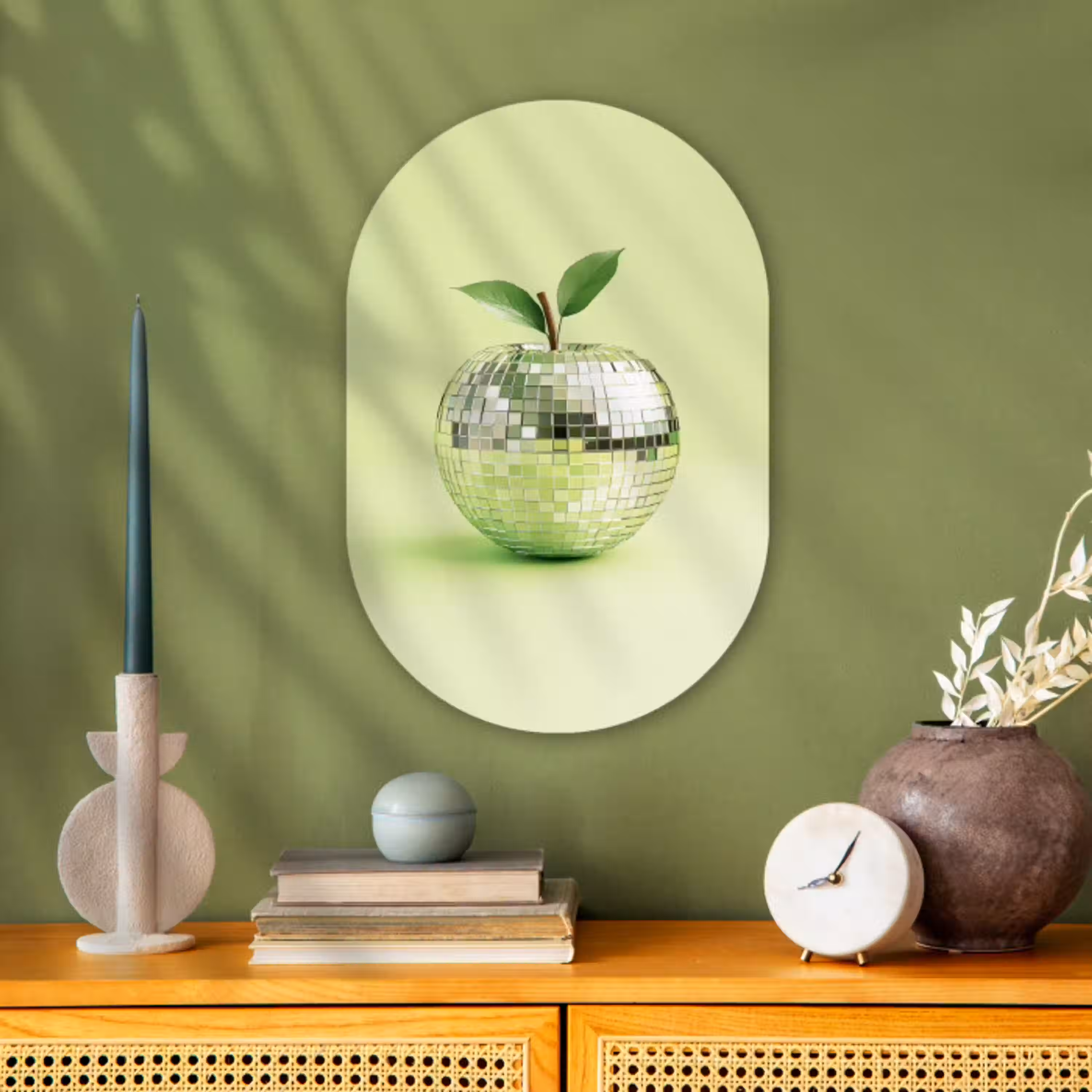 Groen - Disco - Decoratie - Appel Wandcirkel Ovaal Forex klein -sfeer2