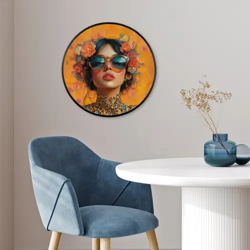 Vrouw - Bloemen - Aesthetic - Oranje Fotolijst rond zonder passe partout klein -sfeer2