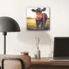 Koe - Zonsondergang - Bloemen - Gras - Dieren plexiglas 5mm klein -sfeer6