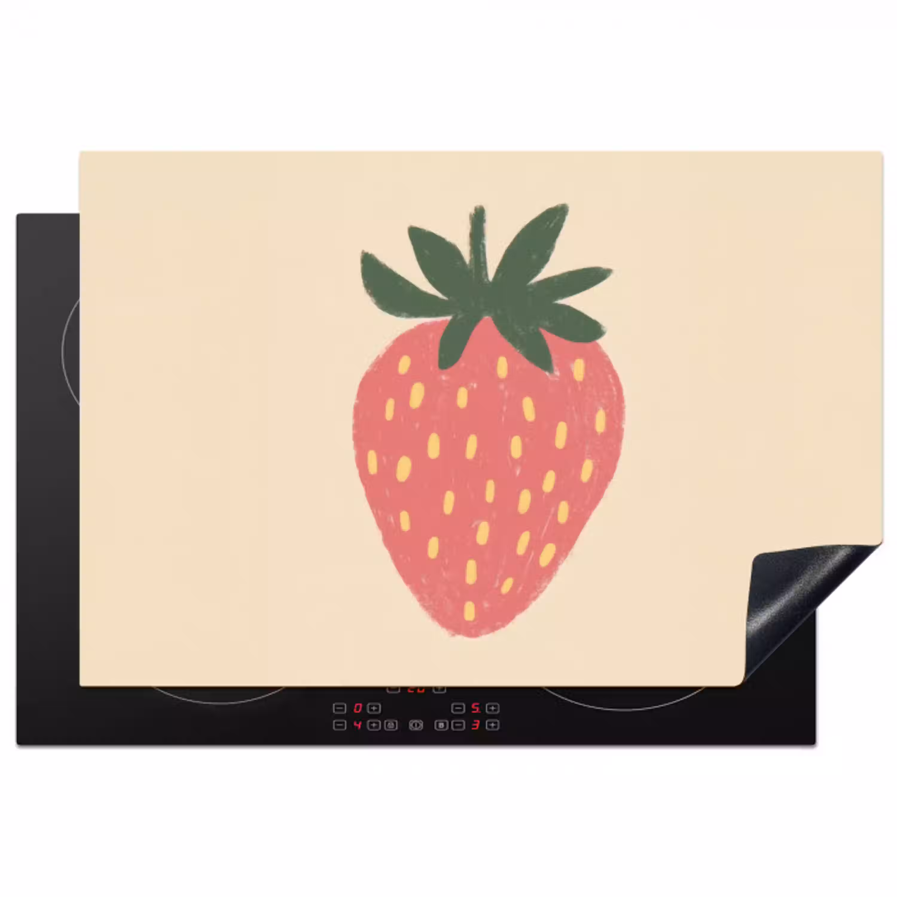Aardbei - Minimalistisch - Rood - Fruit Inductie beschermer vinyl 3mm klein -3d