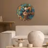 Vrouw - Bloemen - Oranje - Blauw - Modern Akoestische PET Vilt - Rond klein -sfeer1
