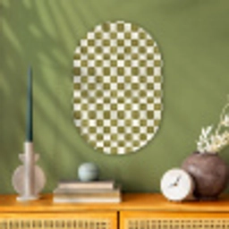 Schaak - Patroon - Groen Wandcirkel Ovaal Forex klein 630 -sfeer2