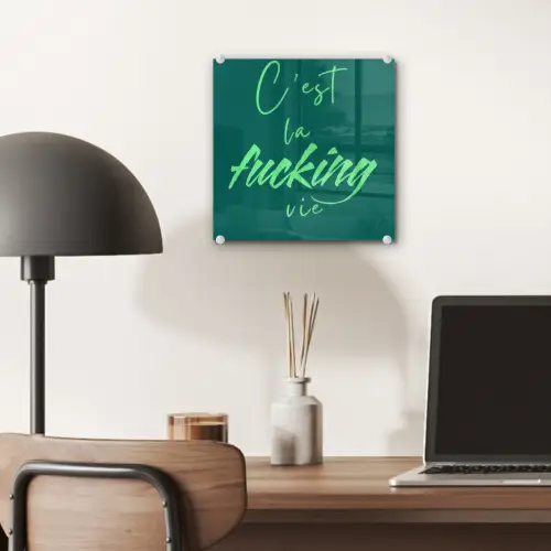 c'est la fucking vie - Groen - Handgeschreven plexiglas 5mm klein -sfeer6