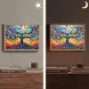 Boom - Kleurrijk - Bloemen - Kunst - Abstract Light Box met batterij (Wandlamp) middel -sfeer3