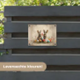 Konijnen - Bloemen - Eieren tuinposter los doek klein -sfeer3