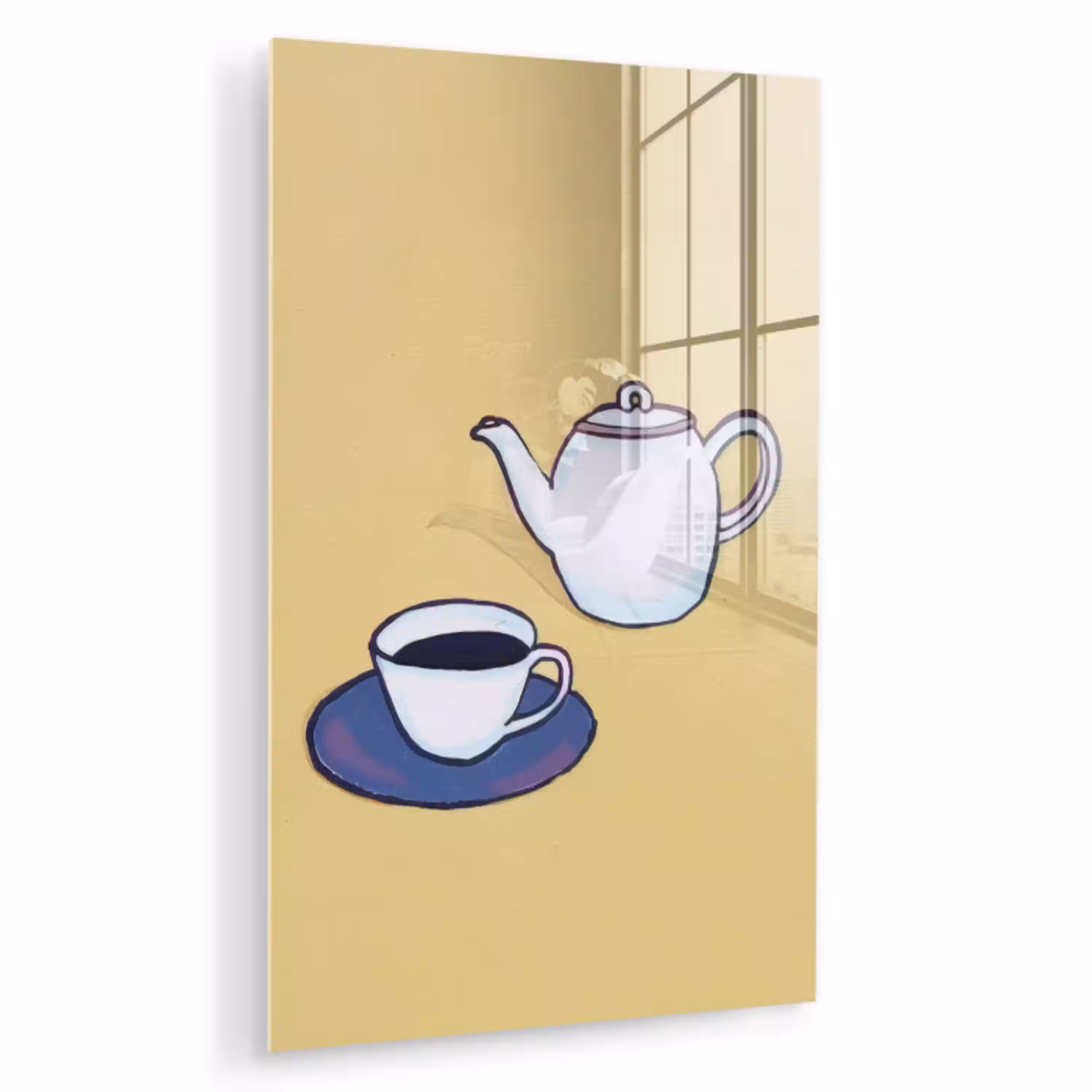 Theepot - Kopje - Beige - Illustratie plexiglas 5mm klein -zzzproduct_nieuw
