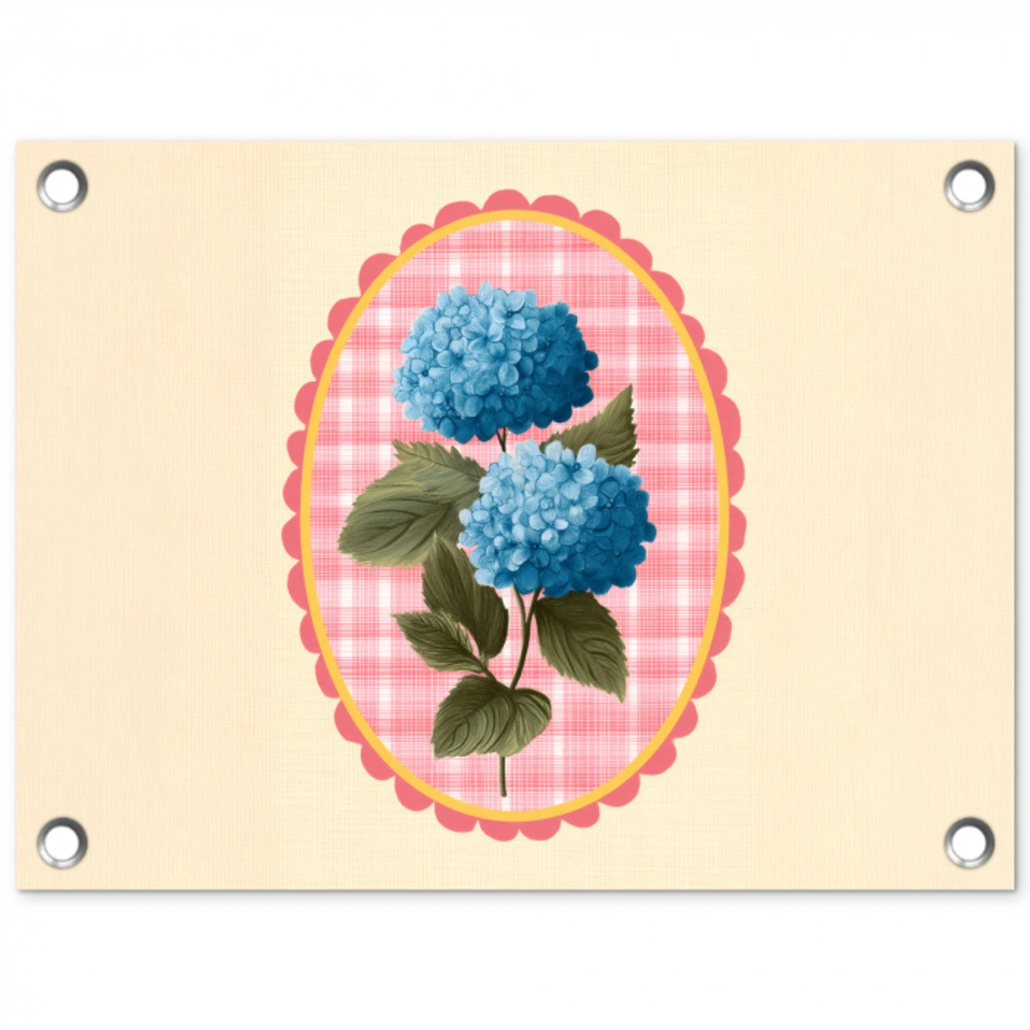 Bloemen - Blauw - Lijst - Bladeren tuinposter los doek klein -3d