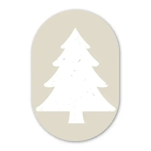Japandi - Kerstboom - Beige - Kerstversiering Wandcirkel Ovaal Glas middel -3d