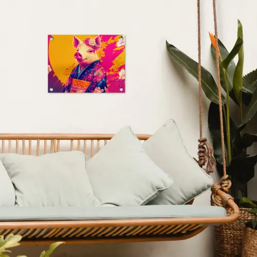 Varken - Bloemkroon - Kimono - Abstract tuinposter los doek klein -sfeer7