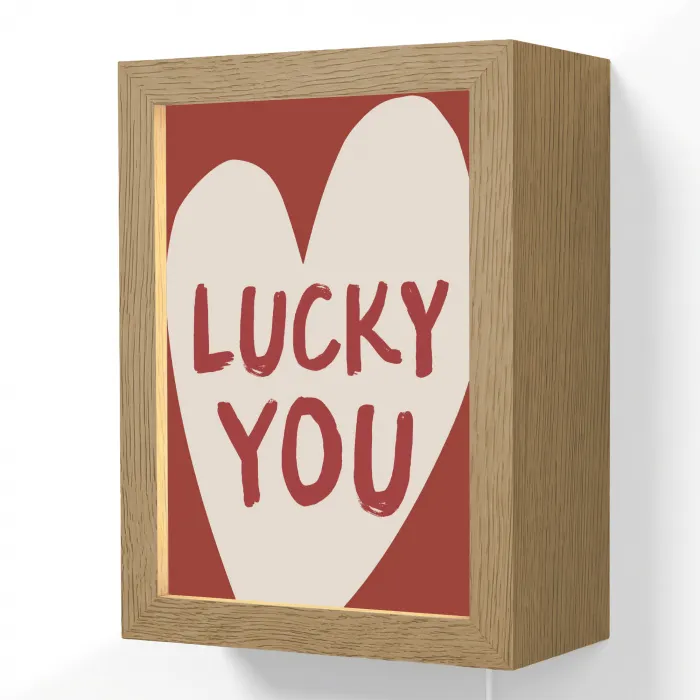 Lucky - Hart - Rood Light Box met kabel (Wandlamp) klein -3d