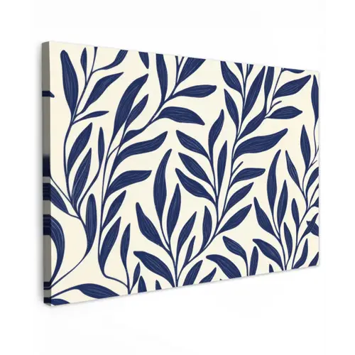 Bladeren - Klimop - Donkerblauw canvas 2cm klein -z3d
