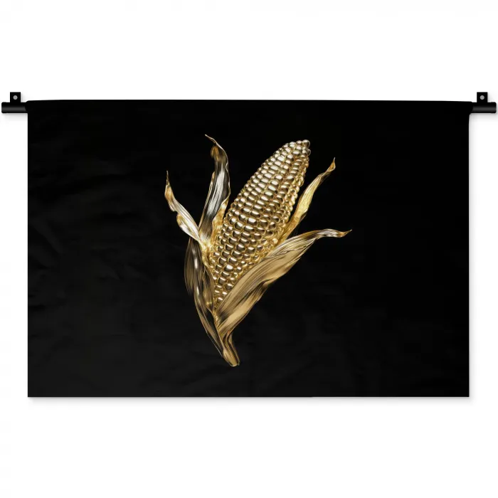 Mais - Eten - Goud - Zwart Wandkleed katoen klein -zz3d