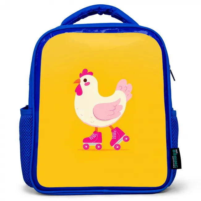 Kinderrugzak - Blauw - Kip - Rolschaatsen - Geel