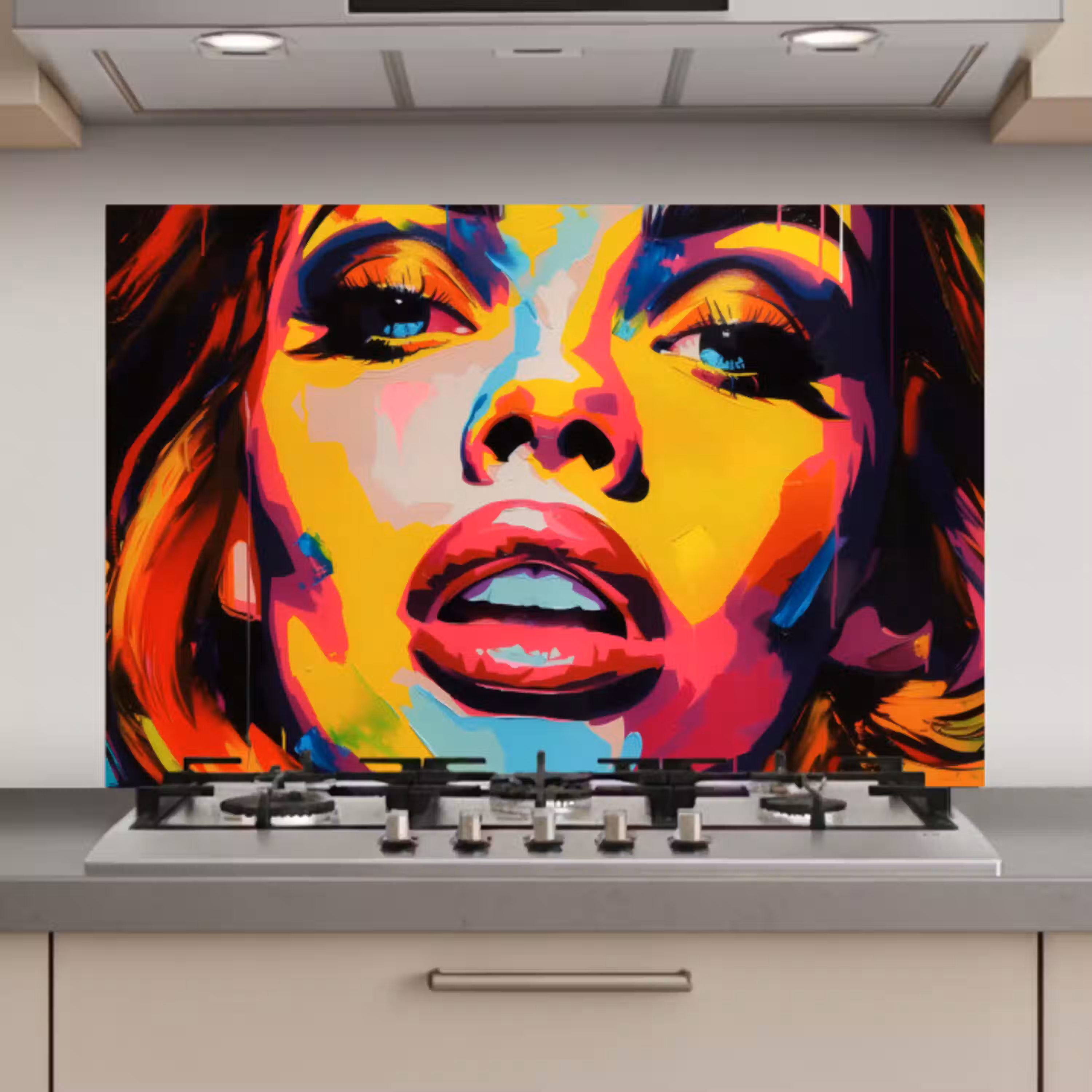 Vrouw - Gezicht - Kleurrijk keuken achterwand spatscherm klein -3d_website