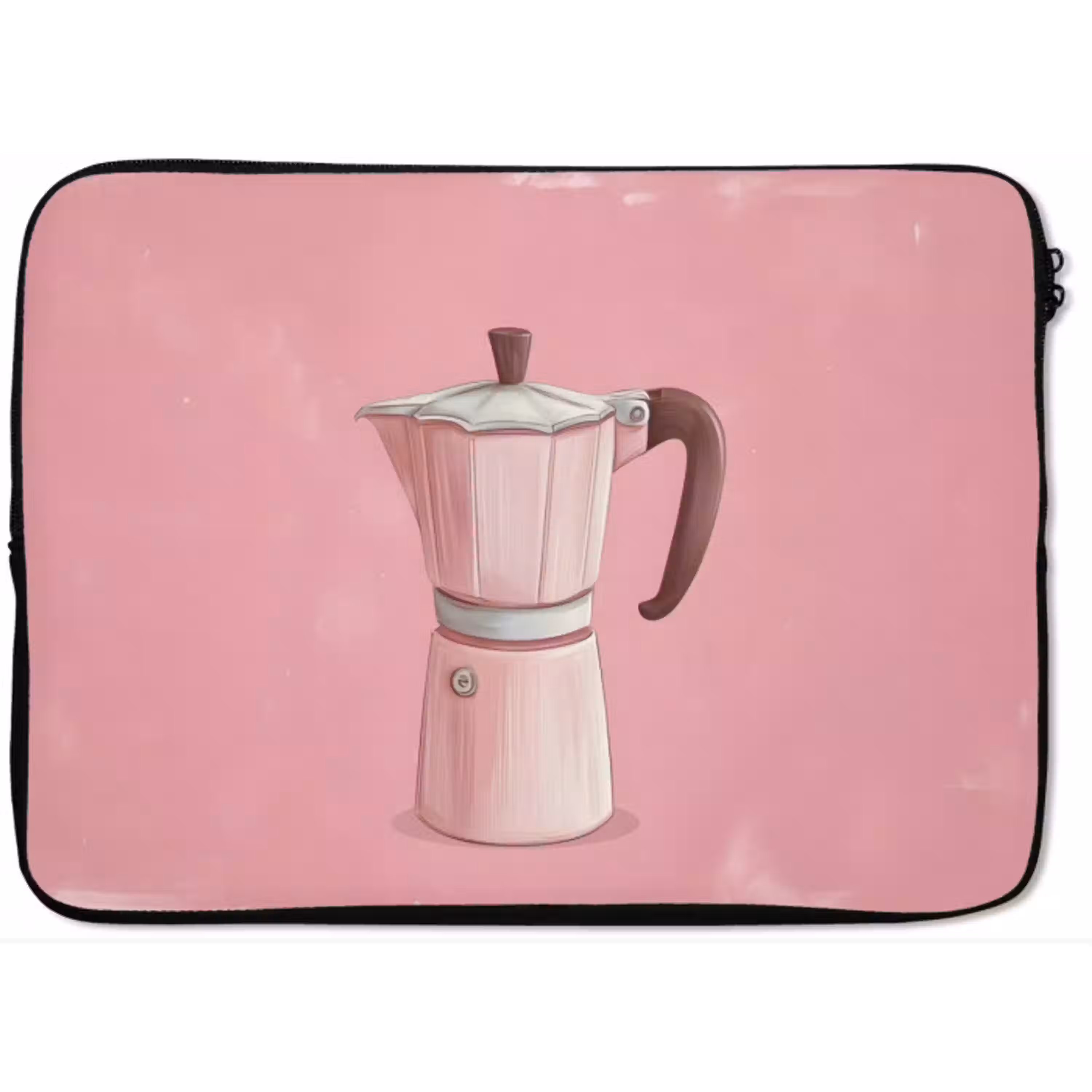 Roze - Mokkapot - Illustratie - Koffie laptophoes neopreen klein -zkaufland3dotto