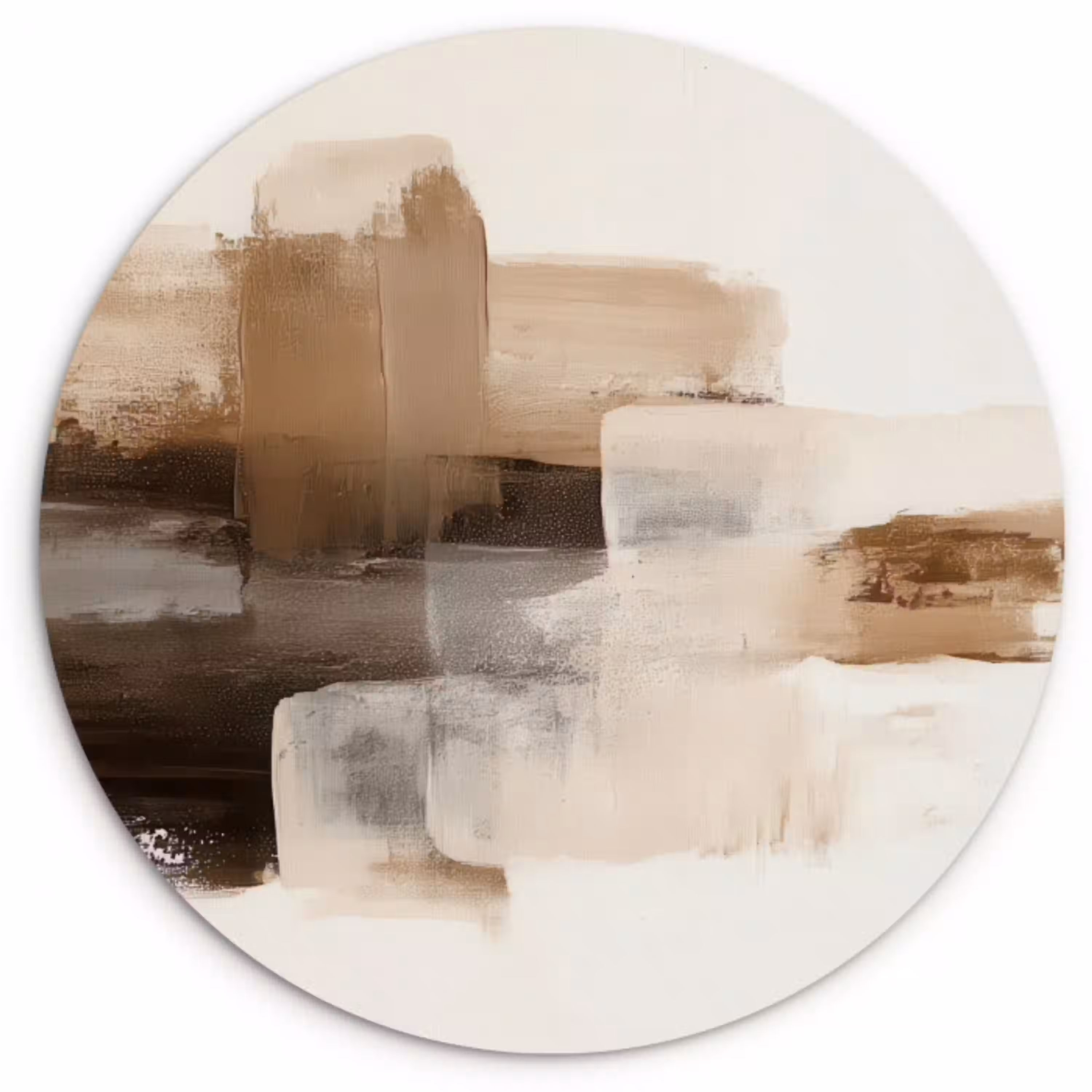 Penseelstreken - Abstract landschap - Rust Wandcirkel kunststof plaat 5mm dik klein -3d