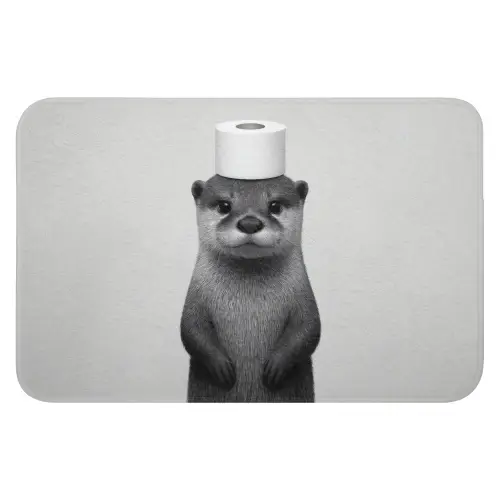 Otter - WC rol - Zwart - Wit WCmat klein -3d