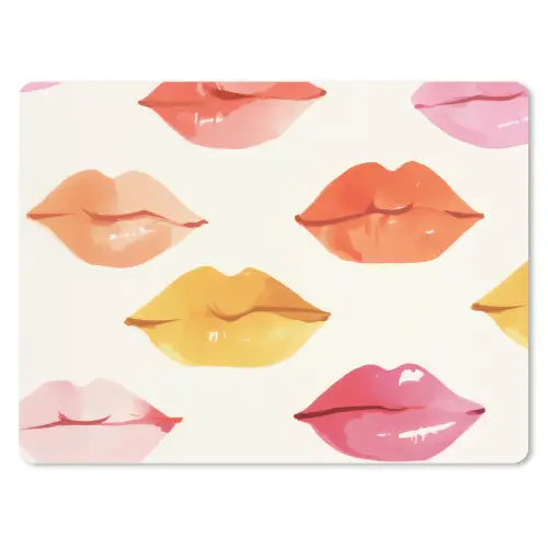 Lippen - Kleurrijk - Glanzend muismat rubber klein -3d