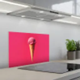 Schepijs - Roze - Hoorntje keuken achterwand spatscherm klein -3d_schuin